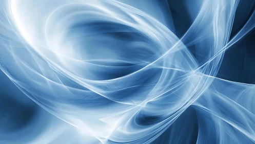 Dynamic Blue and White Abstract Waves Digital Art Background.