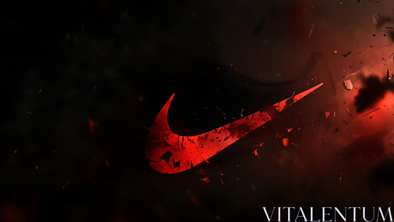 Dynamic red swoosh explodes through dark cinematic space.