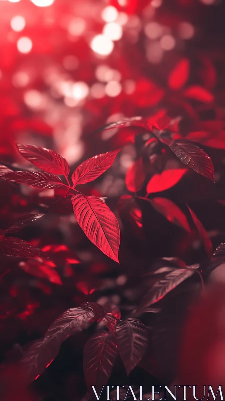 Shallow depth of field isolates crimson foliage in soft bokeh field