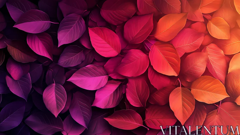 Vibrant gradient leaves create dense abstract foliage field