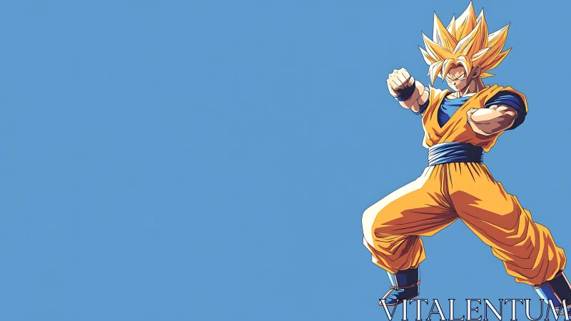 Anime martial hero in dynamic right-weighted composition.