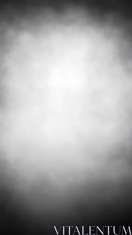 Soft white fog background with dark gradient edges.