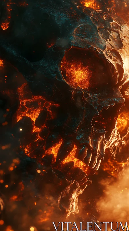Molten infernal skull emerges from swirling volcanic fire