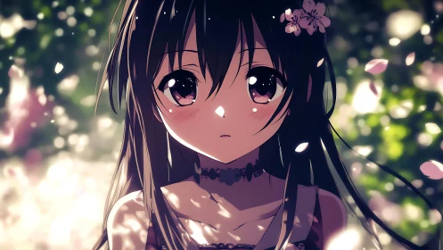 Soft-eyed spring dream listens quietly to falling petals