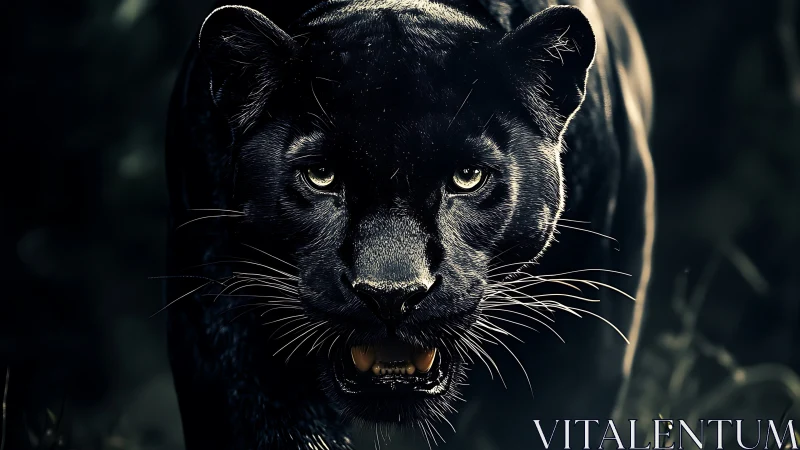 Black Panther Portrait with Luminous Eyes.