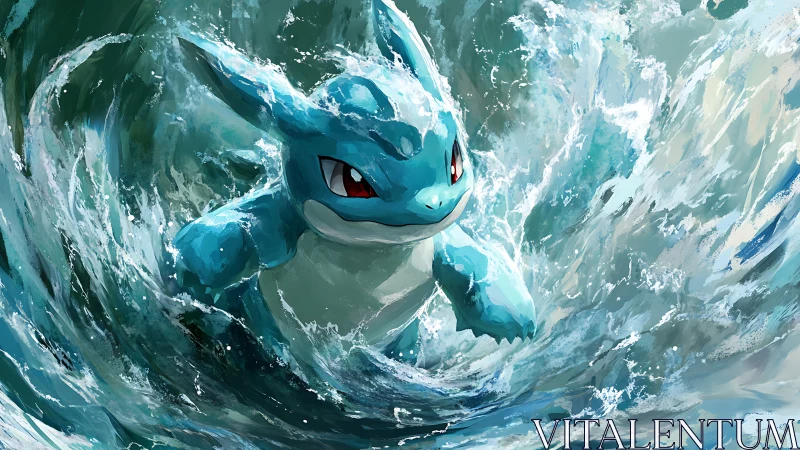 Dynamic aquatic creature rendered in high-energy digital strokes