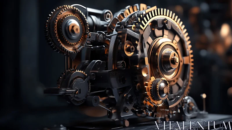 Gilded gears compose a futuristic mechanical symphony in steel
