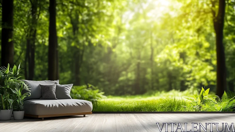 A Serene Outdoor Lounge Space Overlooking Lush Forest