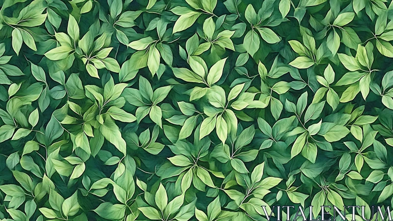 Lush emerald leaf tapestry swirling in layered forest rhythm.