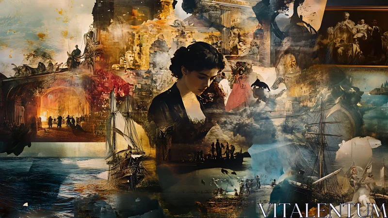 Memory-sailed ships drift through the quiet mind of history