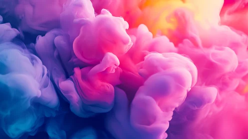 Volumetric color plumes show dense magenta-cyan fluid diffusion