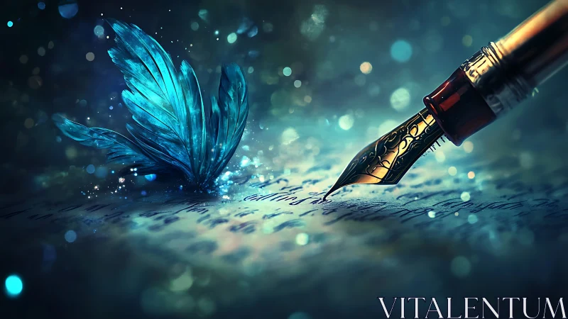 Whispering ink and crystal wings in a twilight of words.