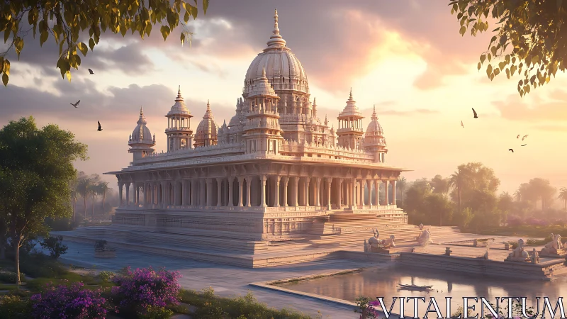 Sunlit marble temple rendered in high-fidelity digital realism.