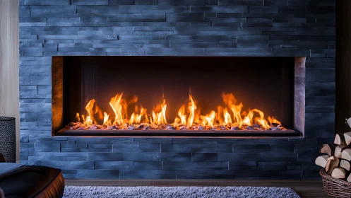 Contemporary Linear Electric Fireplace with Dynamic Flame Simulation
