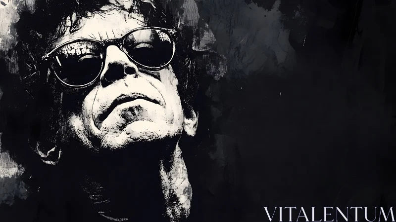 Tilted head in inky shadows stares back at midnight noise