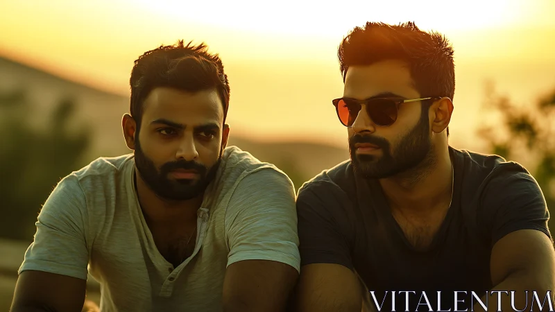 Sun-drenched twin vibes in golden hour quiet rebellion.