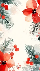 Festive red florals frame a soft winter greeting space