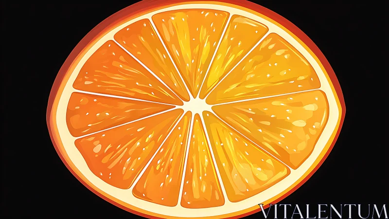 Sunlit orange slice glowing against deep night sky.