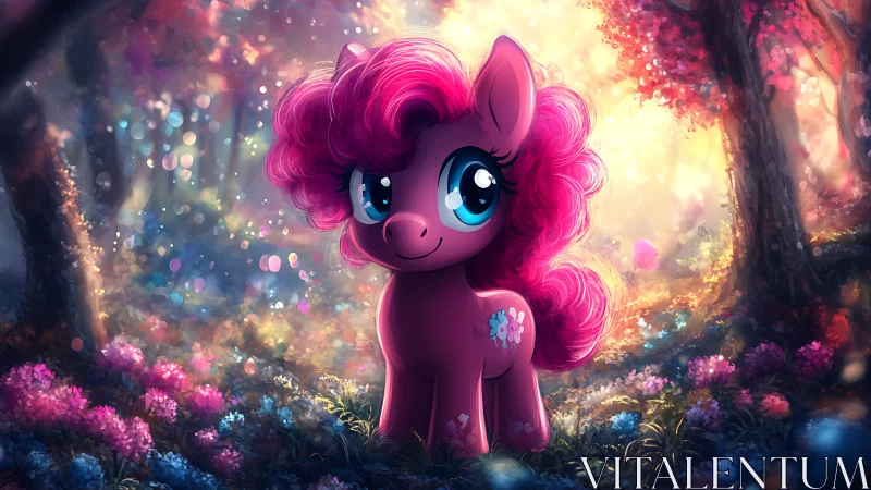 Candy-cloud pony wanders through a glowing dream forest.