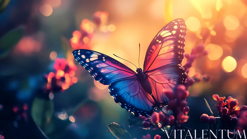 Backlit butterfly macro captures iridescent wings and bokeh field