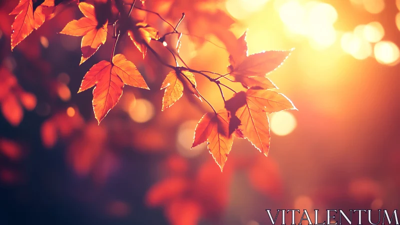 Amber leaves drifting through molten autumn sunlight.