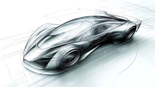 Parametric supercar side perspective concept design rendering.