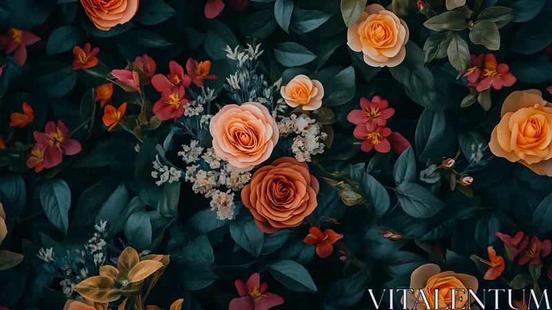Stunning Garden of Orange Roses and Wild Blooms