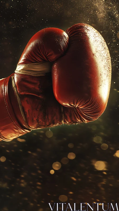 Red Boxing Glove Illuminated in Golden Light