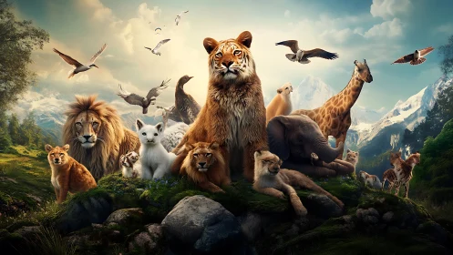 Majestic Wildlife Kingdom Gathering in Mountain Paradise
