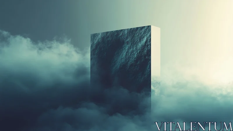 Monolithic atmospheric slab emerging from volumetric cloudfield.