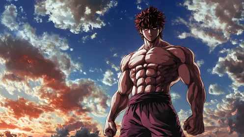 Sky-towering fighter claims the horizon with storm-still resolve