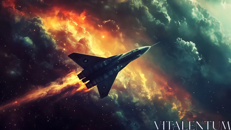 Hypersonic interceptor traversing nebular plasma corridor.