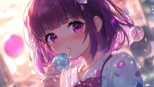 Soft summer evening girl sips a pastel festival drink