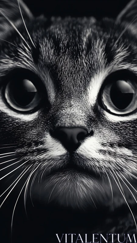 Close-Up Portrait of an Intensely Observant Tabby Cat.