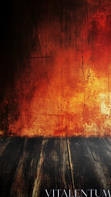 Rust Textures: Oxidized Metal Wall with Weathered Wooden Floorboards