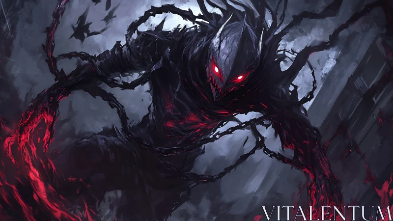 Shadow wraith lunges forward wrapped in burning crimson void