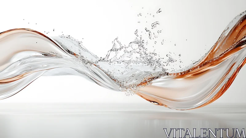 High-speed fluid dynamics wave with mixed transparent liquid ribbons