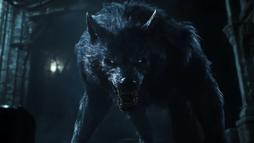 Midnight werewolf leans forward and claims the haunted night