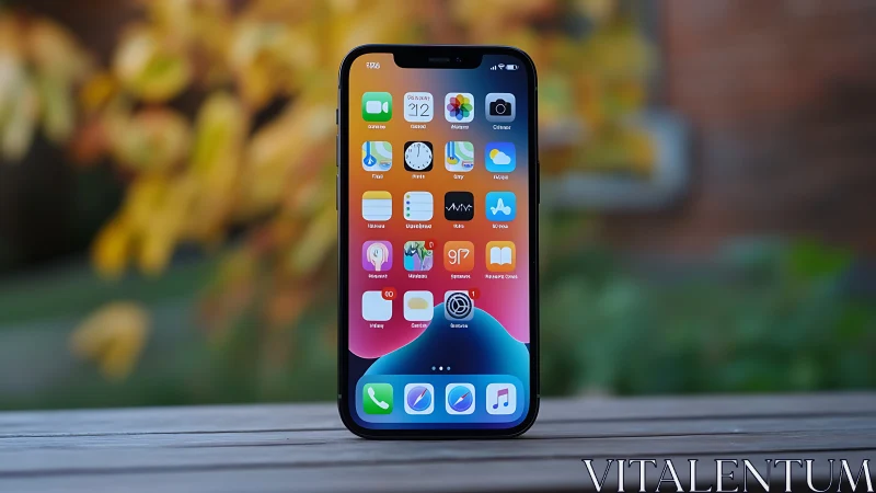 iPhone Home Screen Displaying Colorful Application Icons and Wallpaper.