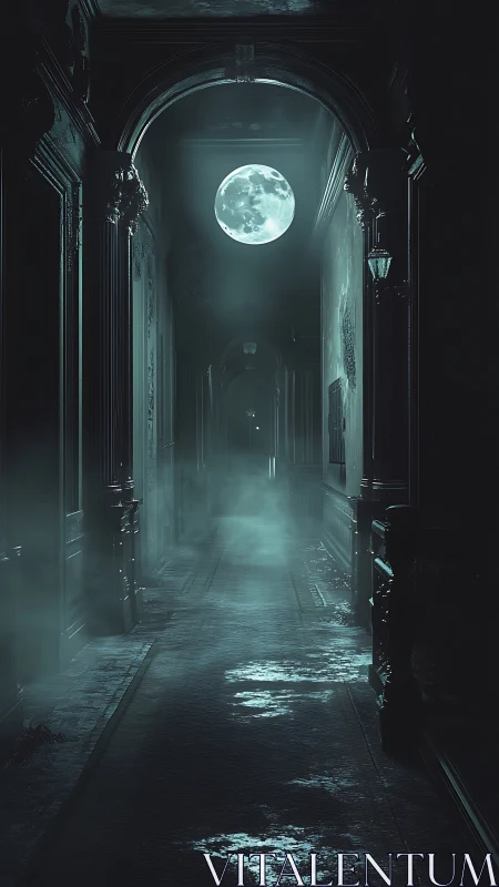 Nocturnal moonlit corridor renders fog in cinematic detail
