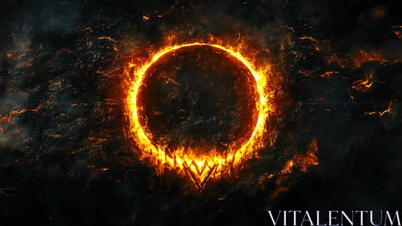 Fiery Ring Symbol Rising from Ashes and Ember