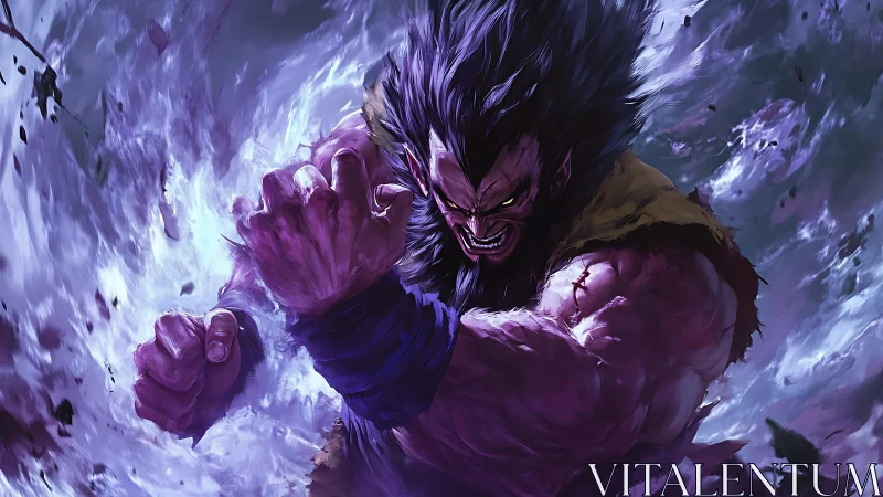 Purple energy warrior charging a powerful punch attack.