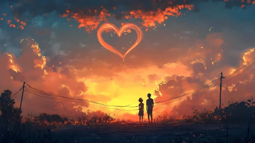 Two Hearts Under a Glowing Sky.