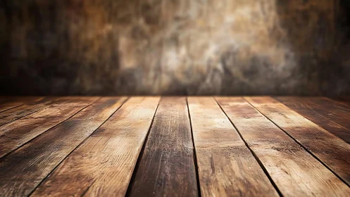 Rustic Wooden Table Surface with Blurred Vintage Background.