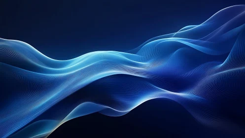 Luminous blue waveforms flow across deep gradient background