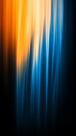 Vertical light streak abstraction in orange and cyan spectrum.