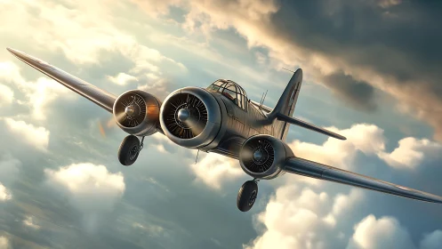 Twin‑engine sky veteran glides through molten evening clouds