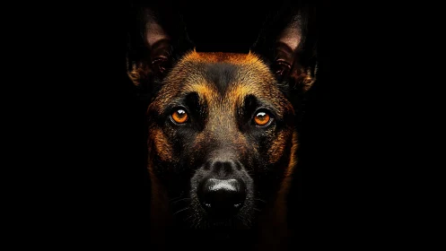 Intense shepherd portrait in dramatic low key lighting.