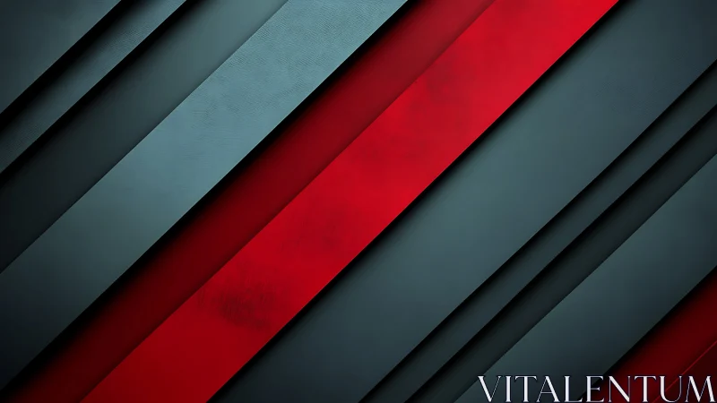 Layered diagonal panels form high-contrast red and teal geometry