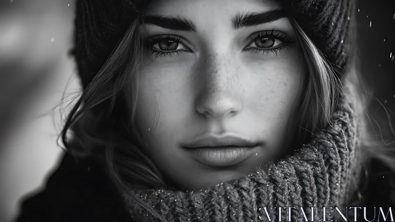 Winter portrait captures quiet strength in monochrome frost